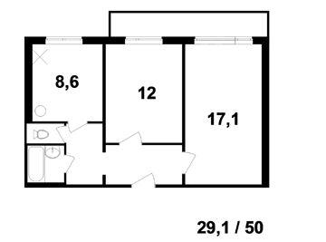 План квартиры 121 серии 3 комнатной квартиры